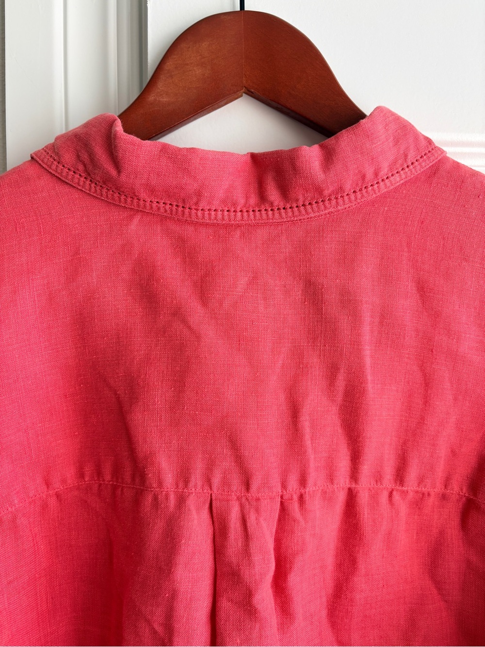 Liz Claiborne LizSport 100% Linen Coral pink Button Down Shirt XL - Picture 5 of 6